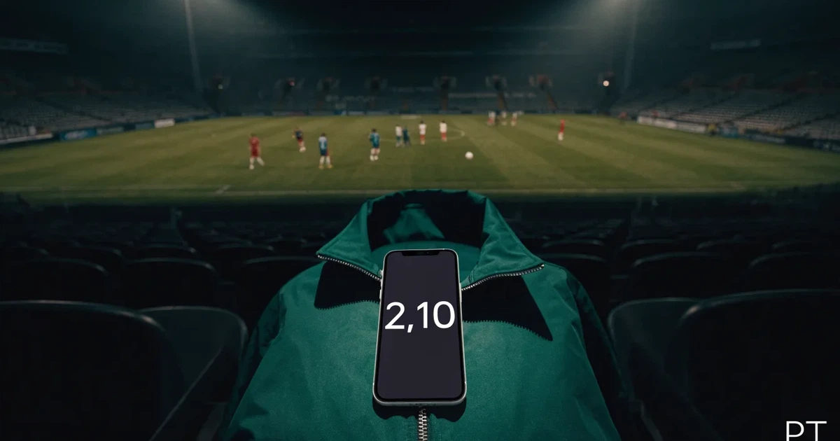 Um marcador eletrónico de um estádio com o resultado a meio da segunda parte, visto das bancadas