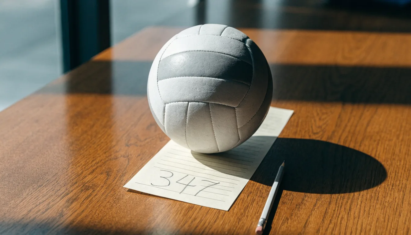 Uma bola de futebol pousada sobre um talão de apostas em branco numa mesa de madeira, à luz do dia
