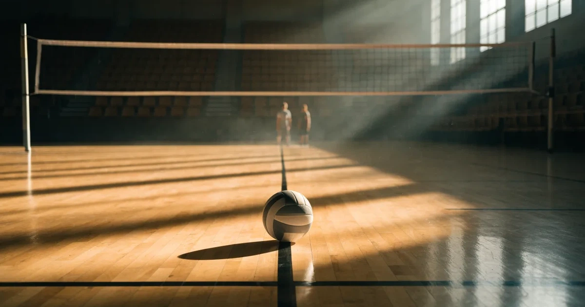 Uma bola de futebol no ponto central de um relvado, à luz da manhã