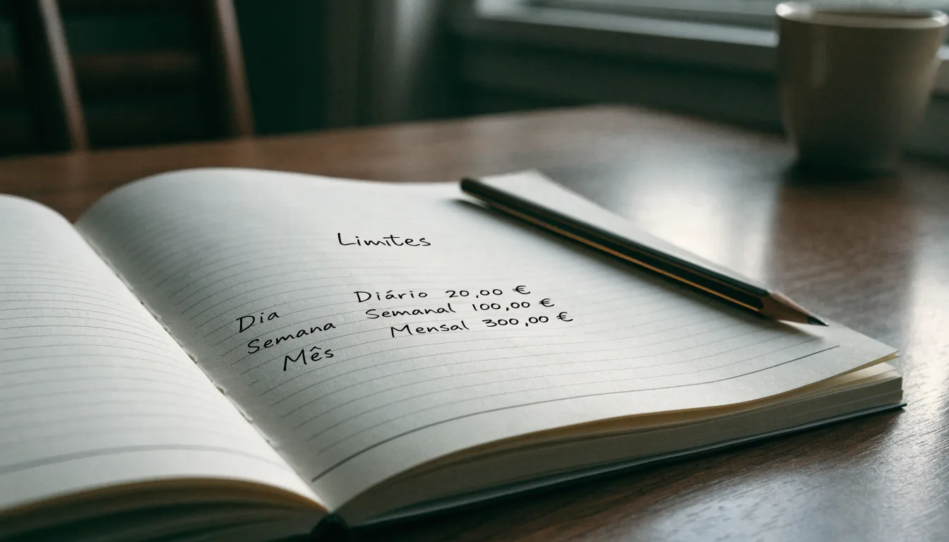 Um caderno aberto com cotas escritas à mão, uma calculadora e um lápis sobre uma mesa de madeira